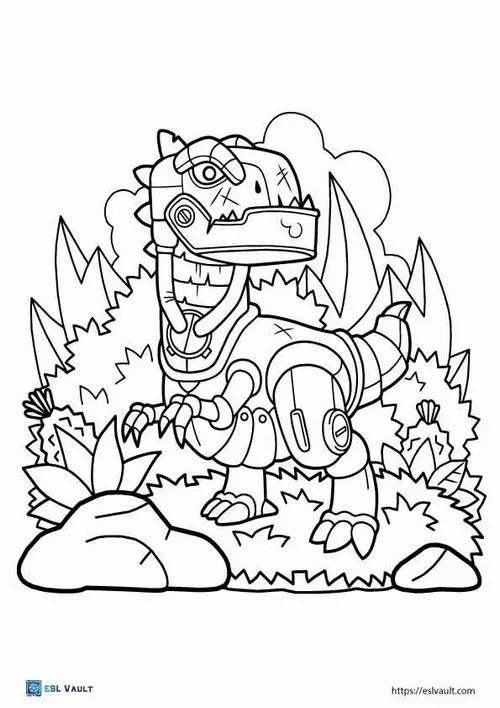 22 Tranh tô màu robot khủng long cho bé thích công nghệ