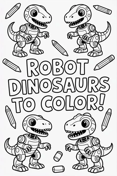 3 Bức tranh tô robot khủng long mạnh mẽ cho bé 6 tuổi