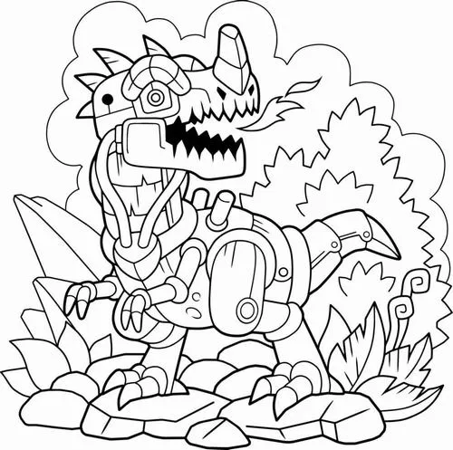 31 Hình vẽ tranh tô màu Triceratops robot giáp ngực lớn