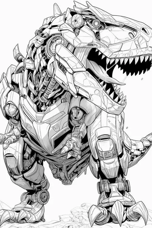 32 Bé tập tô màu robot khủng long khớp máy rõ