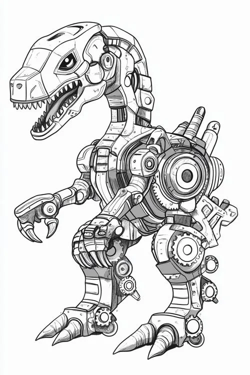 8 Tô màu sáng tạo robot khủng long đẹp cho bé 5 tuổi