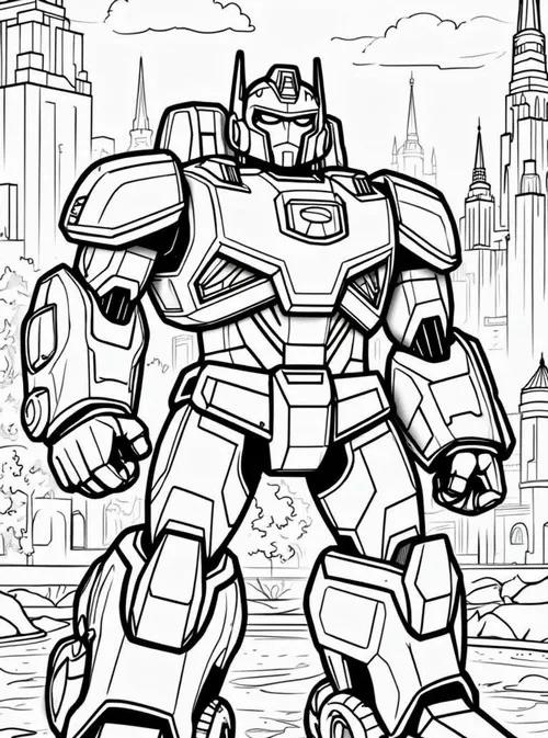 19 Hình vẽ tranh tô màu robot khủng long có ánh sáng