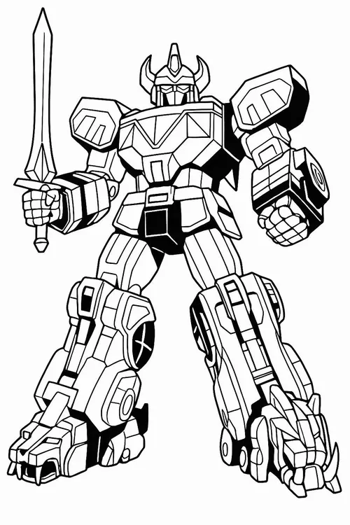 26 Bé tập tô màu chiến binh robot đứng hiên ngang đầy tự tin