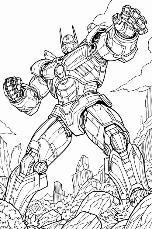 8 Tranh tô chiến binh siêu nhân giáp kim loại tạo dáng chiến đấu mạnh mẽ