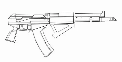Trang học tô màu M1887 vũ khí game bắn súng nét viền đẹp