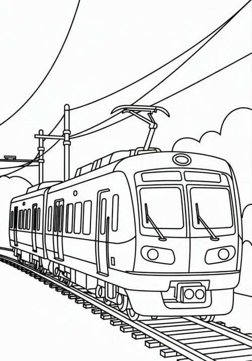 22 Tô màu sáng tạo tàu hỏa chạy qua phong cảnh núi rừng cho bé 5 tuổi