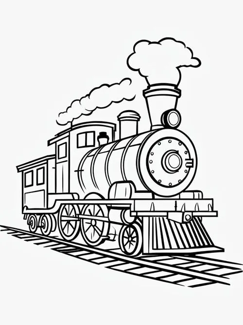 26 Trang tô màu đoàn tàu qua nhà ga có tín hiệu đèn