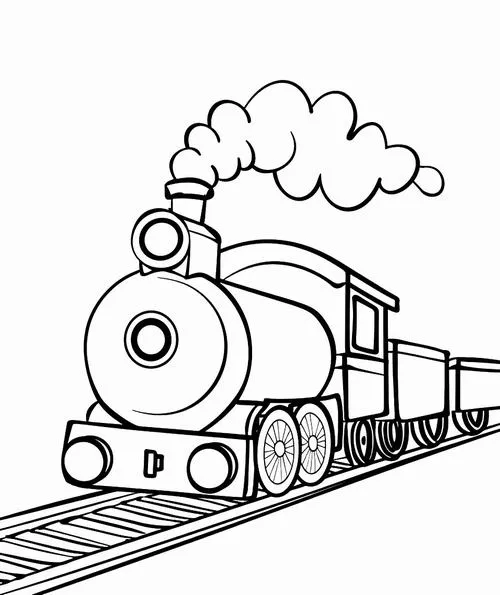 45 Tranh tô màu Tàu Hỏa đơn giản với bánh xe tròn và khói trắng ngộ nghĩnh