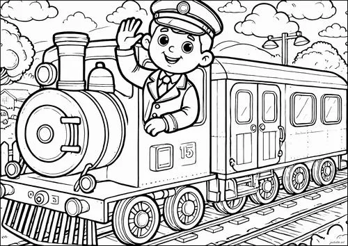 11 Tờ giấy tô màu tàu chở khách dừng ở nhà ga cho trẻ 4 tuổi