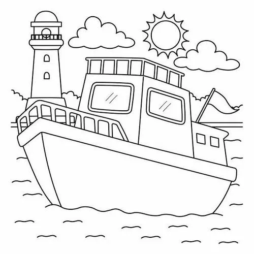 Tranh tô màu tàu cứu hộ dạy bé yêu biển và giúp đỡ người khác