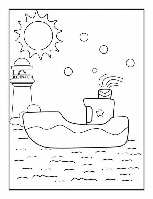 Bộ tranh tô màu tàu thủy cho bé học vẽ sáng tạo