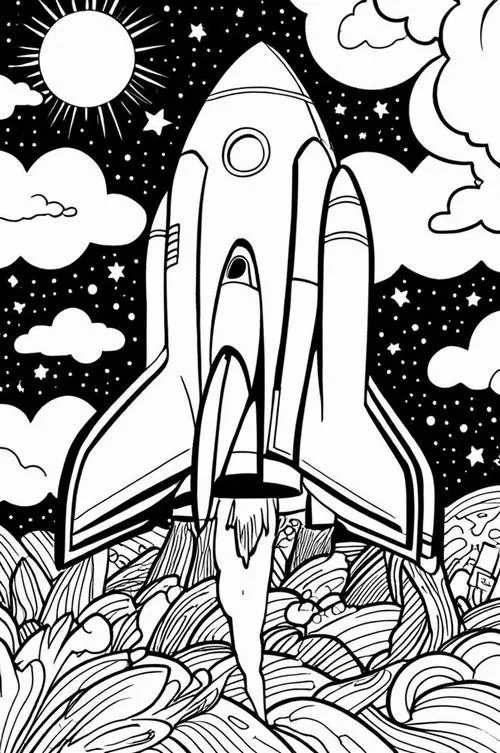 Tô màu tên lửa rực rỡ giúp bé yêu thích khoa học không gian