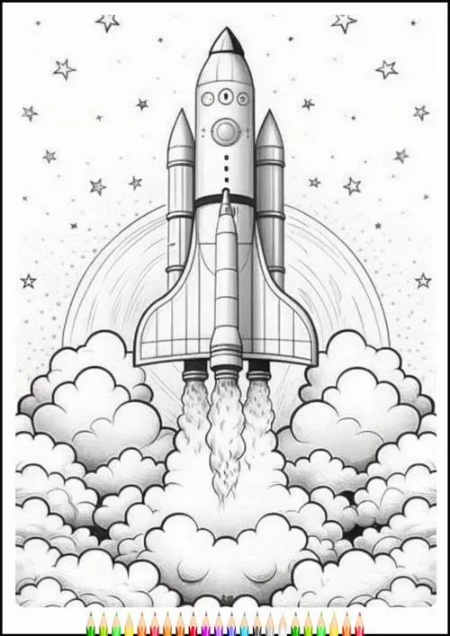 Trang tô màu tên lửa không gian gần Sao Hỏa