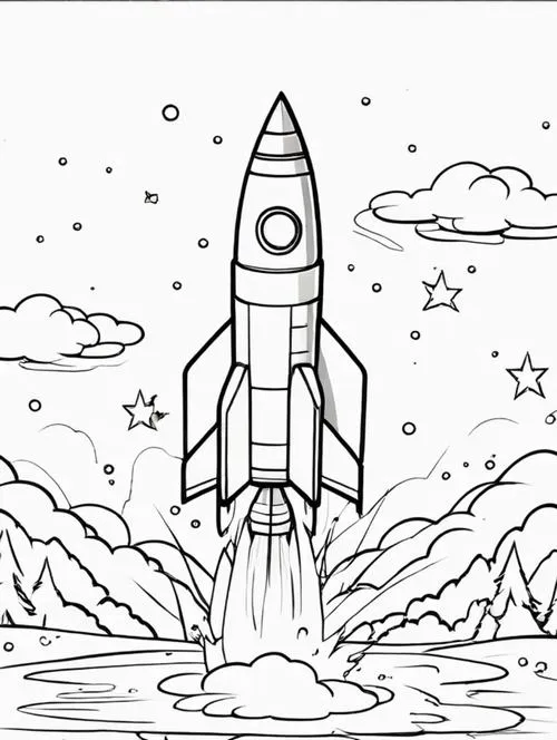 54 Tranh tô màu Tên Lửa cho bé làm quen vũ trụ bao la và các chuyện du hành