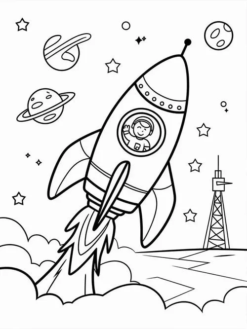 Tranh bé tập tô tên lửa có đầu nhọn