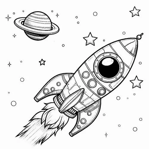 Hình tô màu phi hành gia và tàu vũ trụ cho bé 3 tuổi