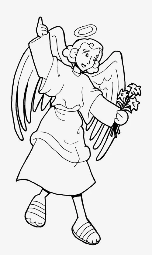 Mẫu tranh tô màu thiên thần bay qua mây sáng