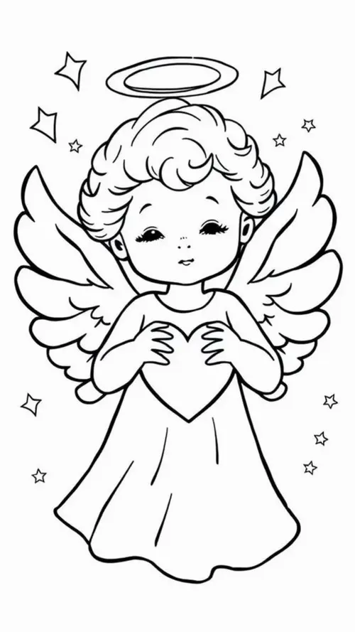 Tô màu vui bé thiên sứ tóc vàng rất cute