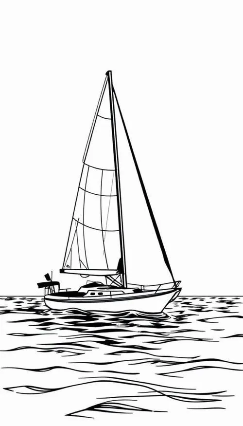 Hình tô màu thuyền biển bình yên cho bé 3 tuổi