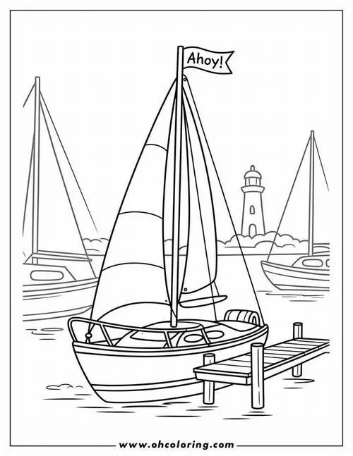 Tải tranh tập tô tàu buồm cánh buồm tam giác