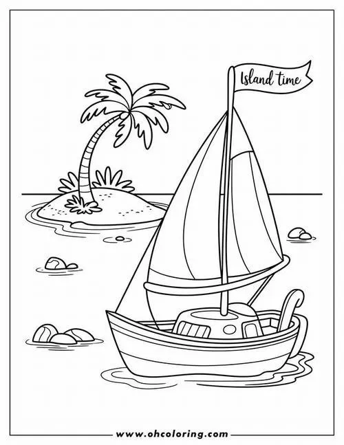 Tô màu vui thuyền buồm mênh mông chân trời