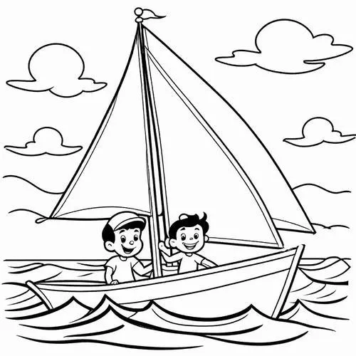 Tranh tô màu thuyền buồm đơn giản mà đẹp cho trẻ mầm non