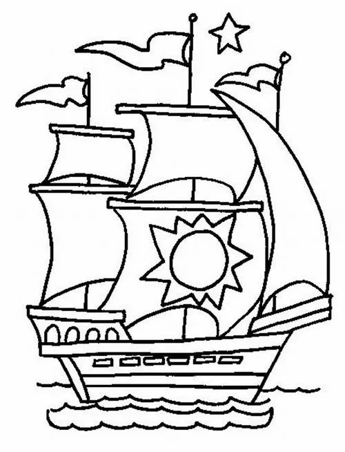 Trang học tô màu thuyền cánh buồm căng gió đẹp