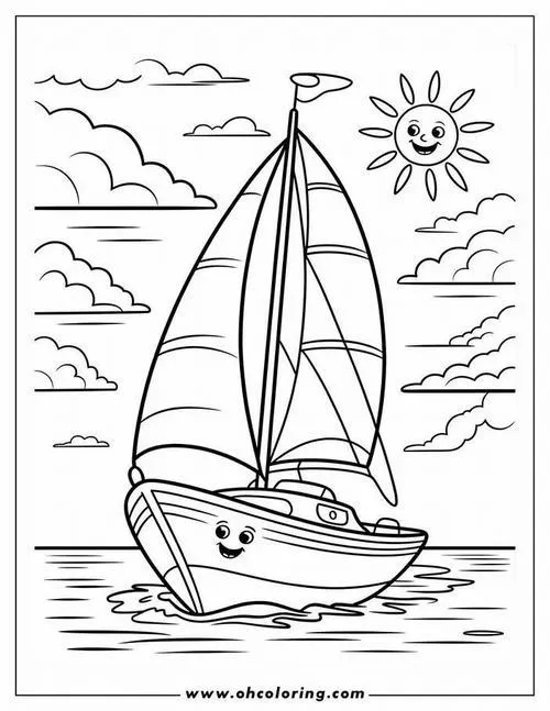 Hoạt động tô màu thuyền ra khơi cùng mặt trời