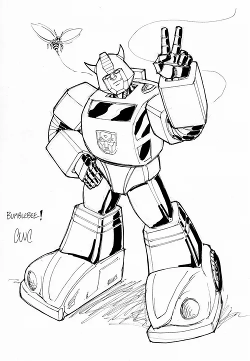 39 Tải tranh tập tô Bumblebee giơ tay chào bé thật gần gũi