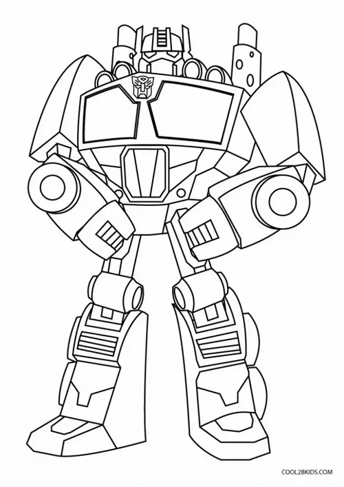 4 Tranh tô màu Optimus Prime giáp đỏ xanh đứng hiên ngang rất oai