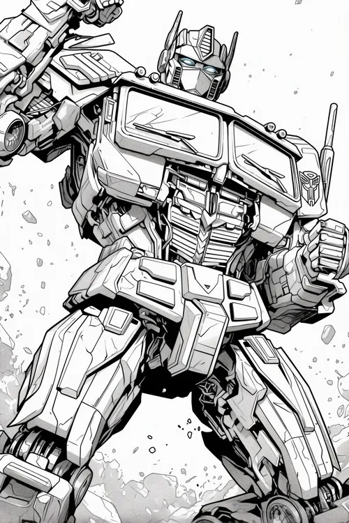 10 Tải tranh tập tô Optimus Prime giơ kiếm lên cao mạnh mẽ