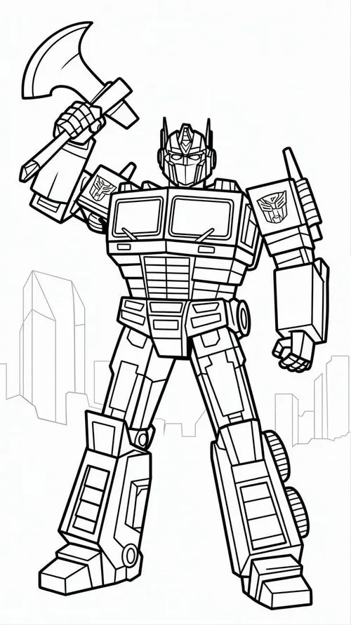 14 Trang học tô màu Optimus Prime giáp kim loại rõ từng mảng