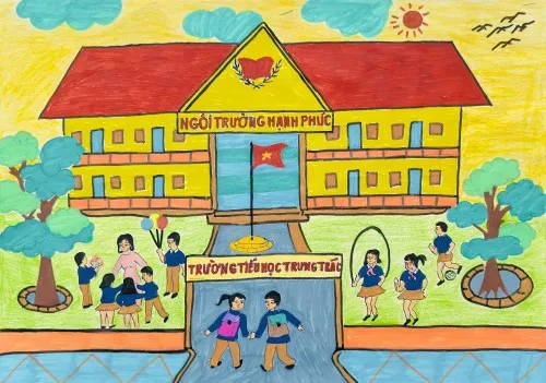 2 Bức tranh tô màu giờ ra chơi cho bé sáng tạo đồng phục và balô