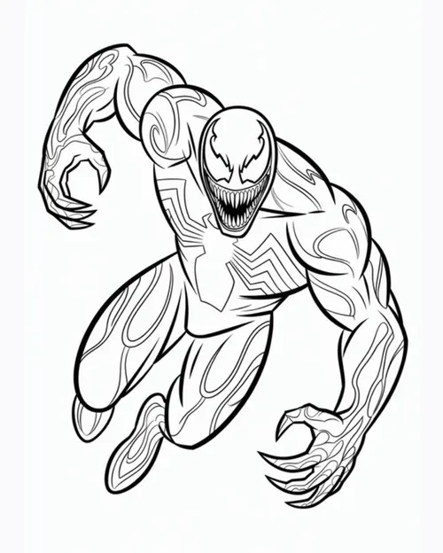 7 Tờ giấy tô màu Venom thân đen nhám cùng răng sắc cho bé thích