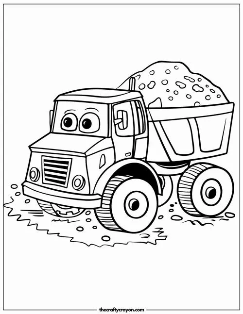 Tô màu vui xe ben công trình lao động xây dựng