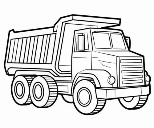 Mẫu tranh tô màu xe tải ben có tay nâng thùng rõ