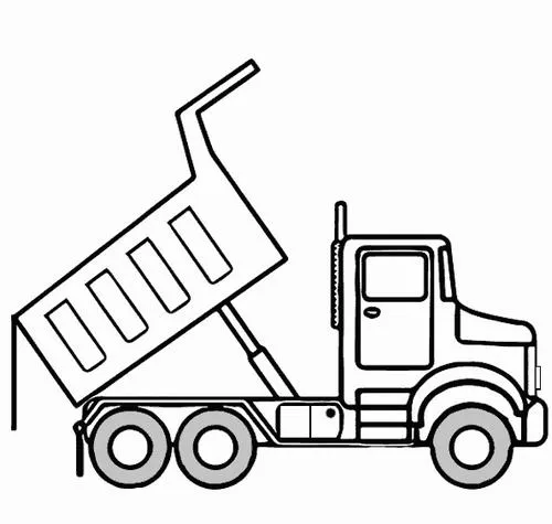 Hình vẽ tranh tô màu xe ben chở đất đá công trình