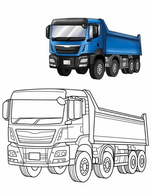 Tranh tô màu xe ben giúp bé rèn tay và mê học hơn