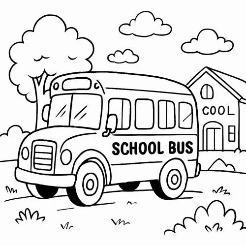 Mẫu tranh tô màu xe bus thân thiện cho trẻ 6 tuổi