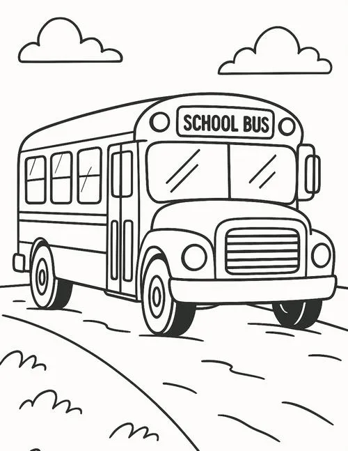 Bức tranh tô xe buýt với tài xế và hành khách