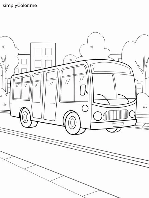 Tranh bé tập tô xe đưa đón học sinh