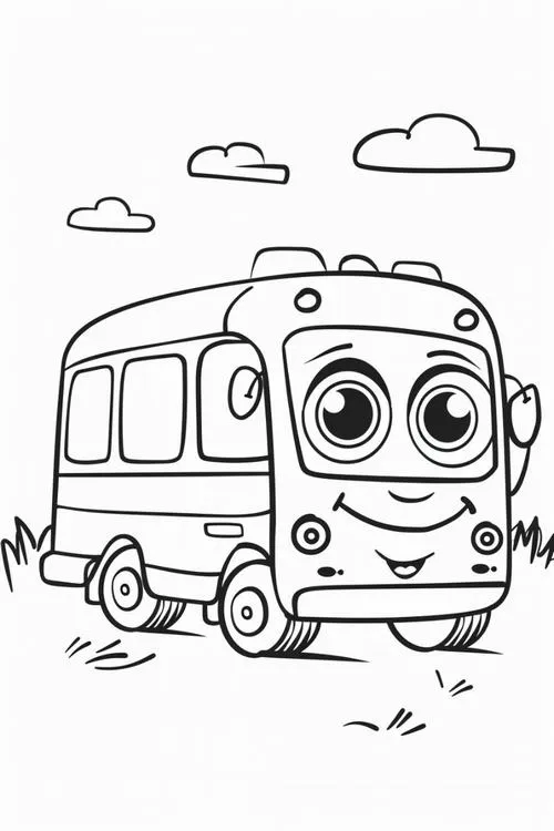 Hình tô màu xe bus đơn giản cho bé 3 tuổi