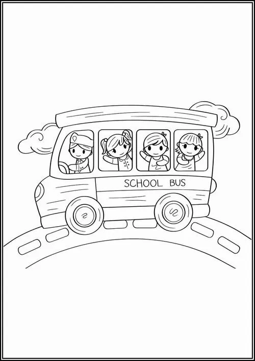 Trẻ học tô màu xe buýt trường học cho trẻ 6 tuổi