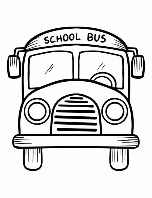 Bé tập tô màu xe buýt chở học sinh đến trường