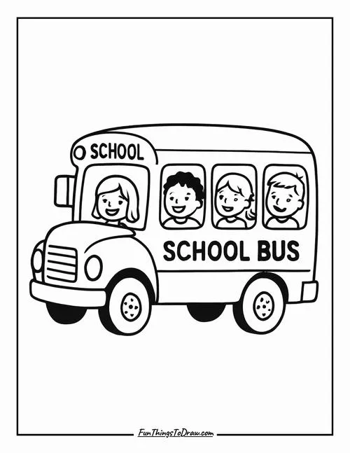 Tờ giấy tô màu xe bus hai tầng đơn giản cho trẻ 4 tuổi