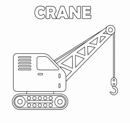 Mẫu tranh tô màu xe cần cẩu màu xanh lá hiếm cho trẻ 6 tuổi