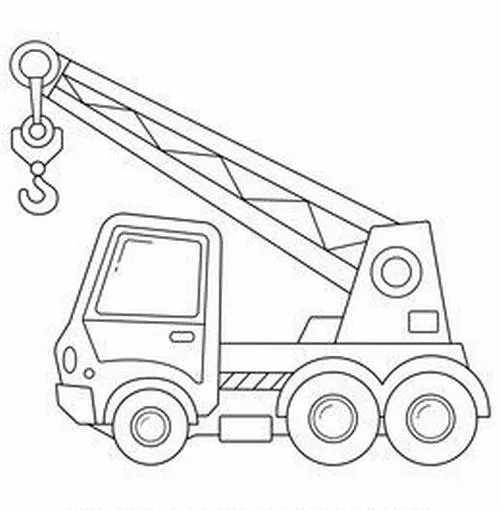 Tô màu vui xe cẩu nâng khối bê tông trên công trường, dễ thương