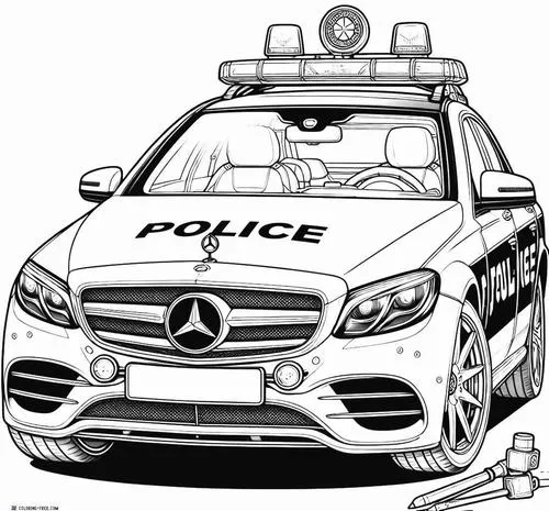 Mẫu tranh tô màu phương tiện cảnh sát đặc nhiệm rõ nét