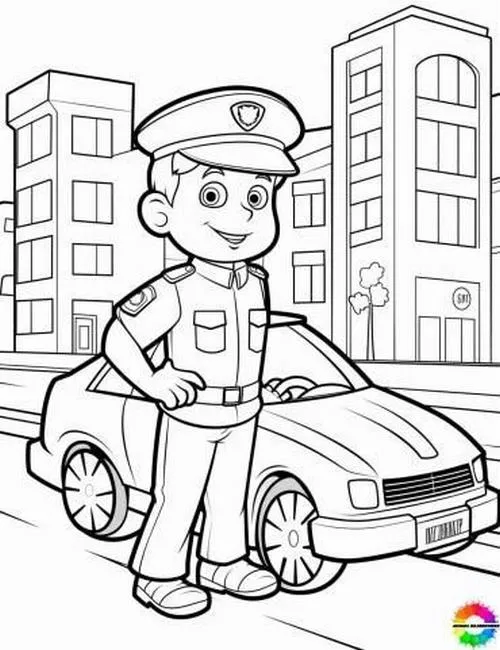 Tải tranh tô màu ô tô cảnh sát có logo cảnh sát thú vị