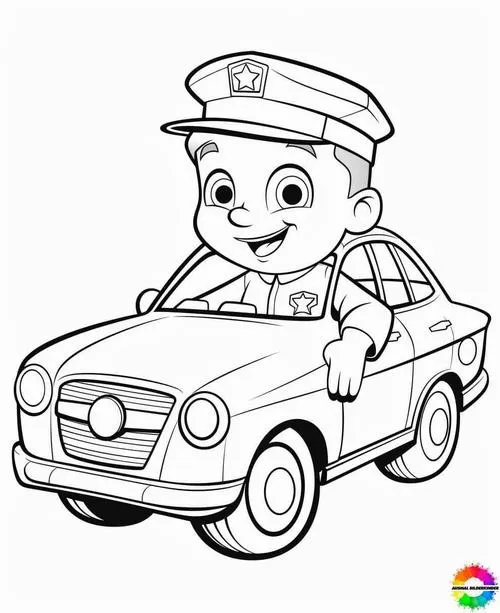 Trang học tô màu phương tiện công an ngoại hình dễ tô
